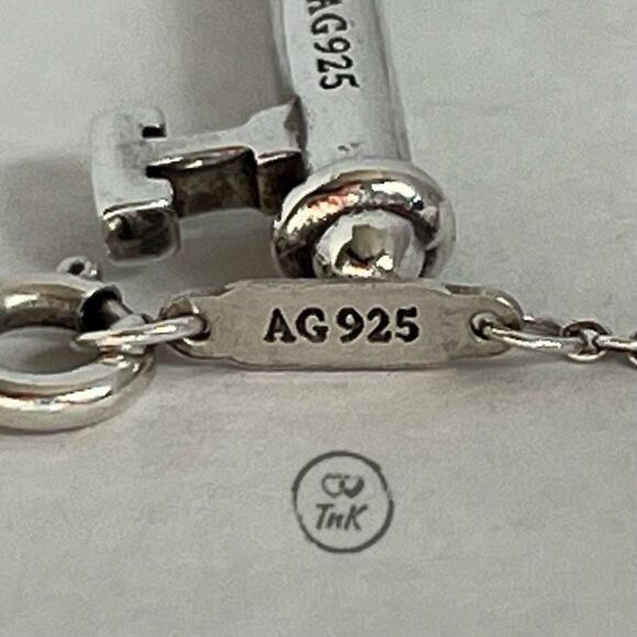 Tiffany & Co Large 2" Teal Blue Enamel Heart Beaded Trefoil Key Charm Pendant Ne - Picture 5 of 16